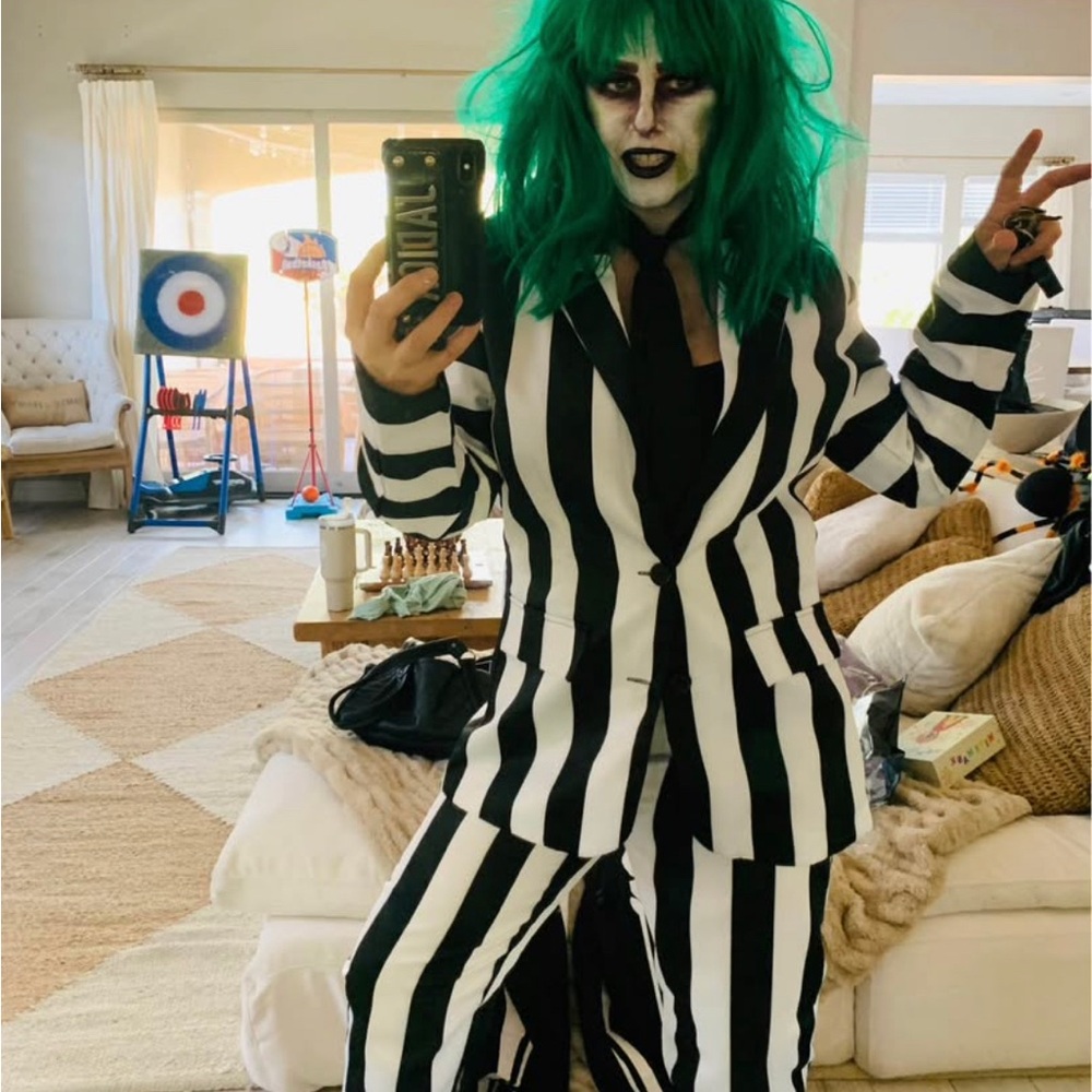 Spirit Black and White Striped Women's Blazer and Pants Set